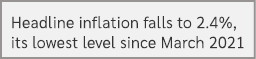 Headline inflation falls to 2.4%, its lowest level since March 2021