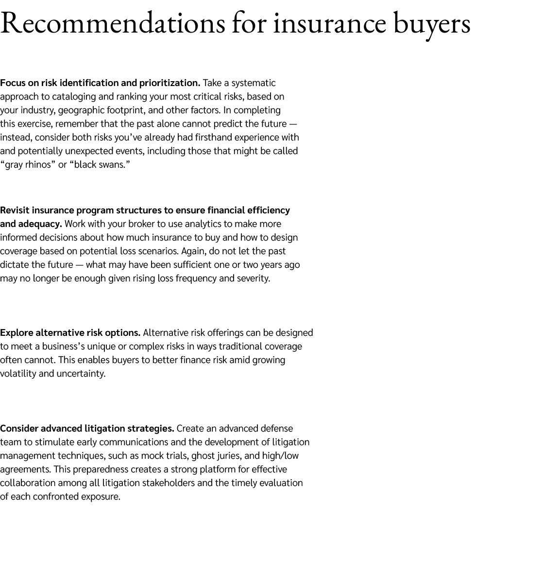 Recommendations for insurance buyers 